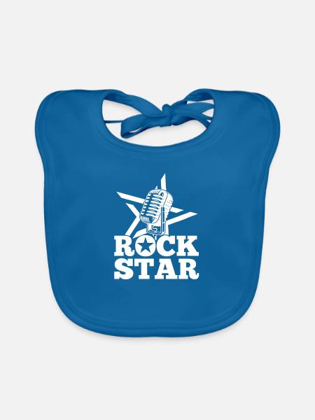 Rock Star Musique Rock and Roll - Bavoir bio Bébé - bleu paon - Devant