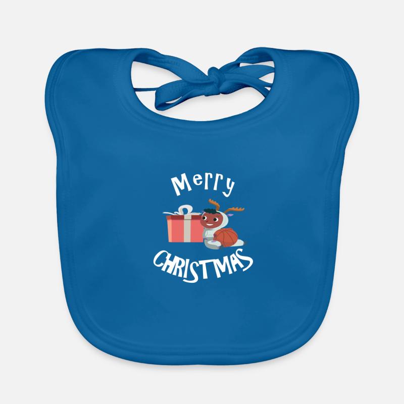 Joyeux Noël enfant avec basket - Bavoir bio Bébé - bleu paon
