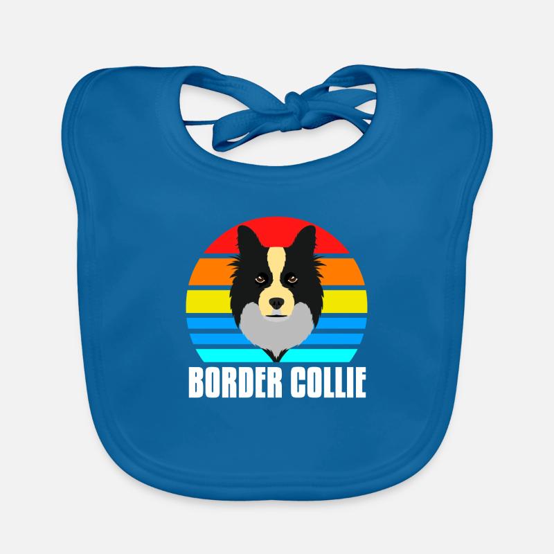 Border Collie - Bavoir bio Bébé - bleu paon