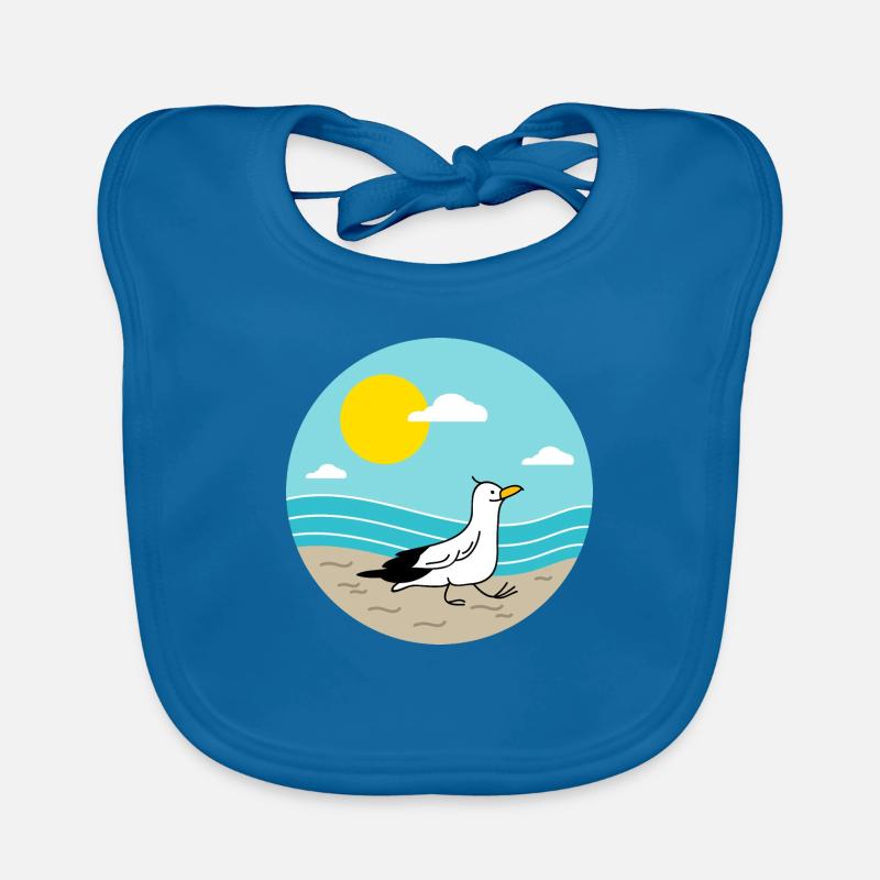 Mouette à la mer - Bavoir bio Bébé - bleu paon
