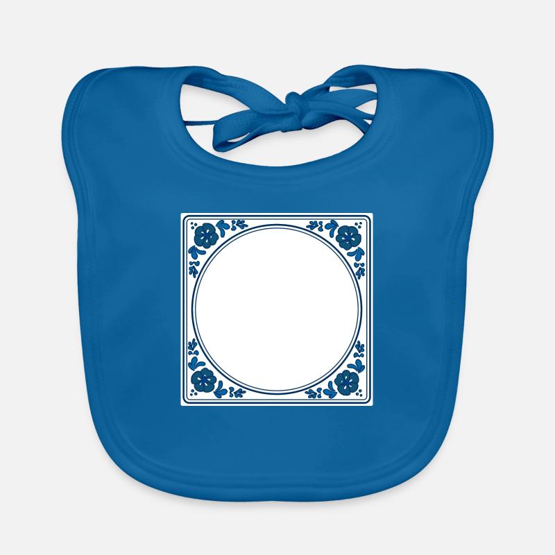 Empty Tile own text - Delft Blue Organic Baby Bibs