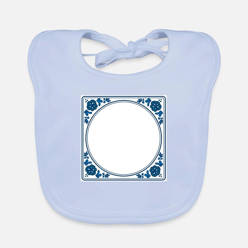 Empty Tile own text - Delft Blue Organic Baby Bibs