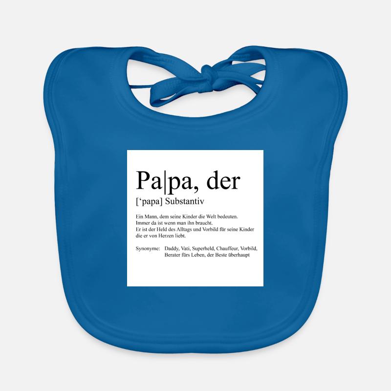 Papa, qui - Bavoir bio Bébé - bleu paon