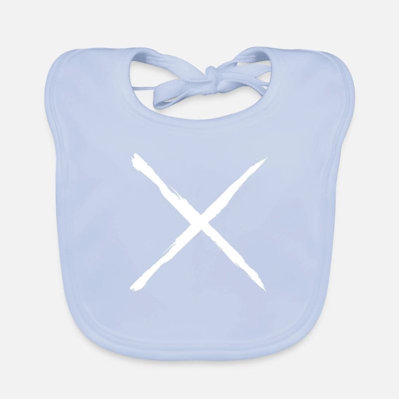 brushed white cross on dark background Organic Baby Bibs