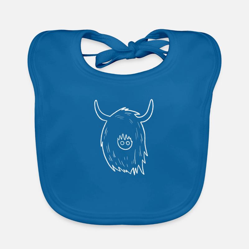 Doodle de vache des Highlands - Bavoir bio Bébé - bleu paon