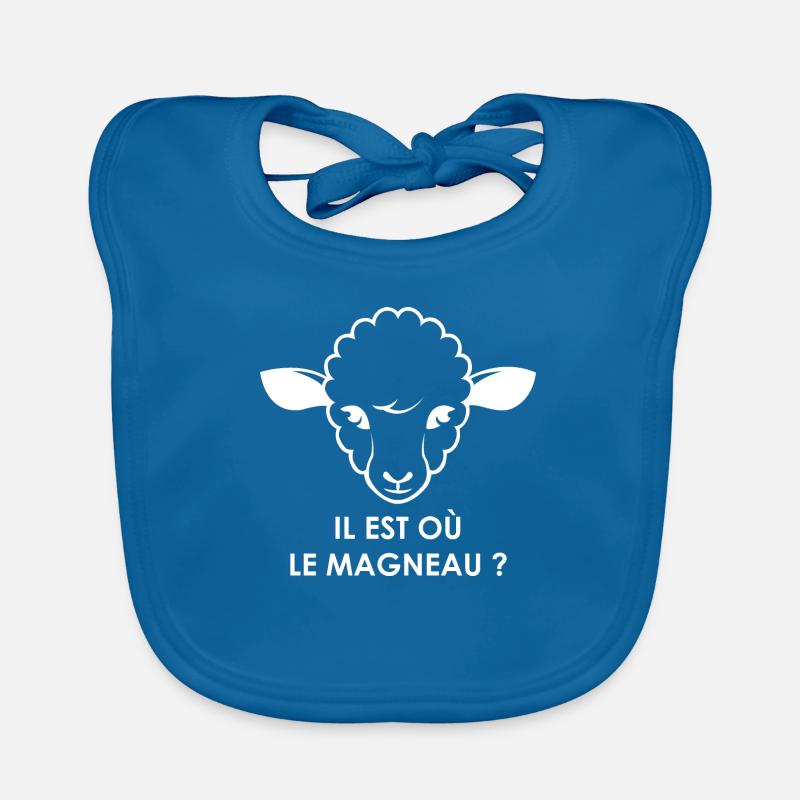 Logo il est ou le magneau ? - Bavoir bio Bébé - bleu paon