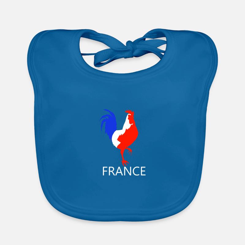 coq bleu blanc rouge - Bavoir bio Bébé - bleu paon