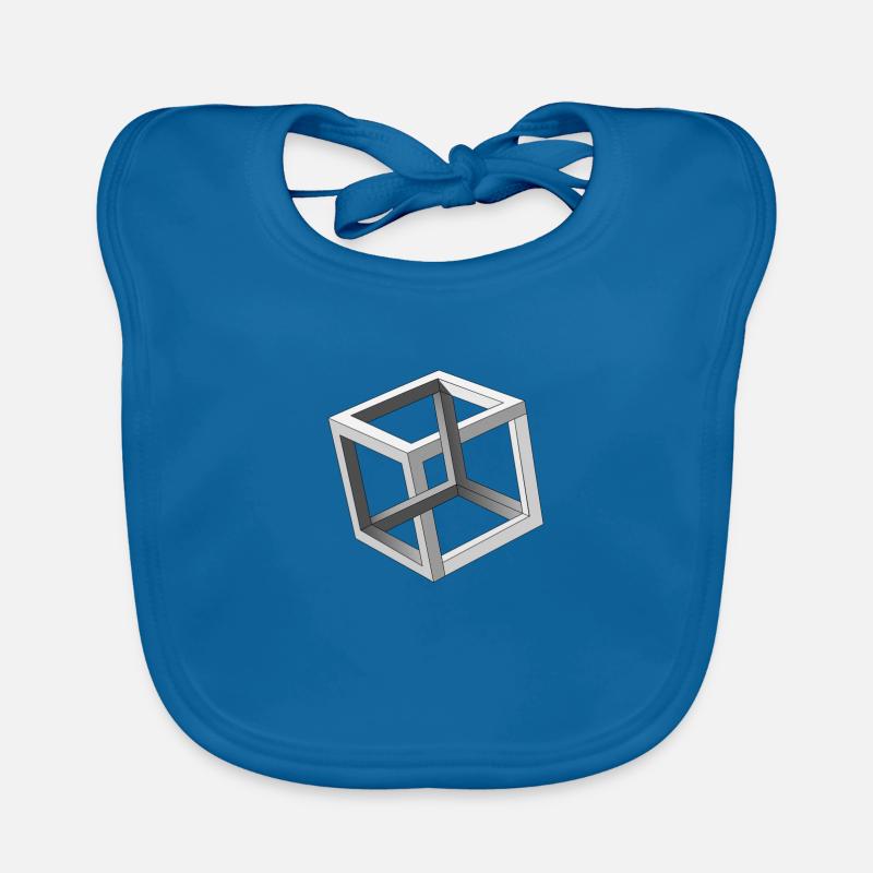 Illusion d'optique de cube - Bavoir bio Bébé - bleu paon