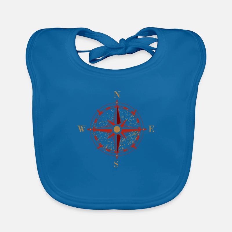 Icône Compas Navigation Idée de cadeau rétro - Bavoir bio Bébé - bleu paon