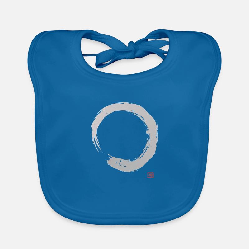 Calligraphie Enso Circle | Bouddhisme zen - Bavoir bio Bébé - bleu paon