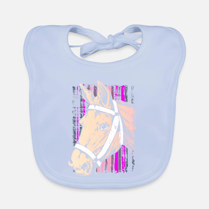 Reiten - Reiter - Reitschule - Pferdekopf Pink Baby Bio-Lätzchen
