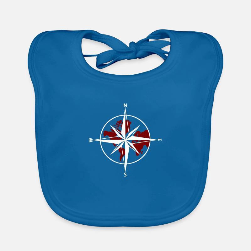 Compass white-red Organic Baby Bibs