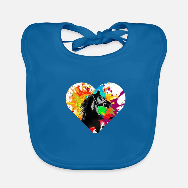 Cheval - Bavoir bio Bébé - bleu paon