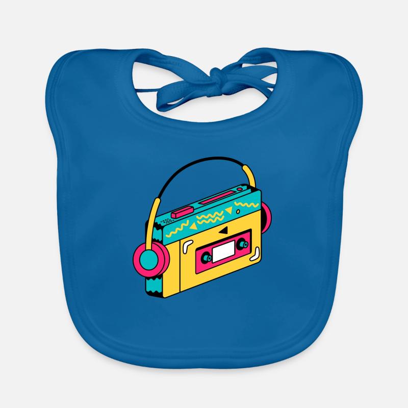 Cassette Walkman Organic Baby Bibs
