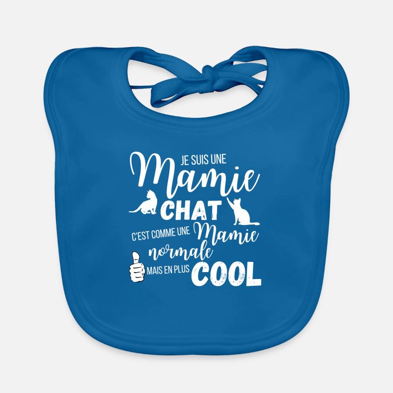 Je suis une mamie chat - Bavoir bio Bébé - bleu paon