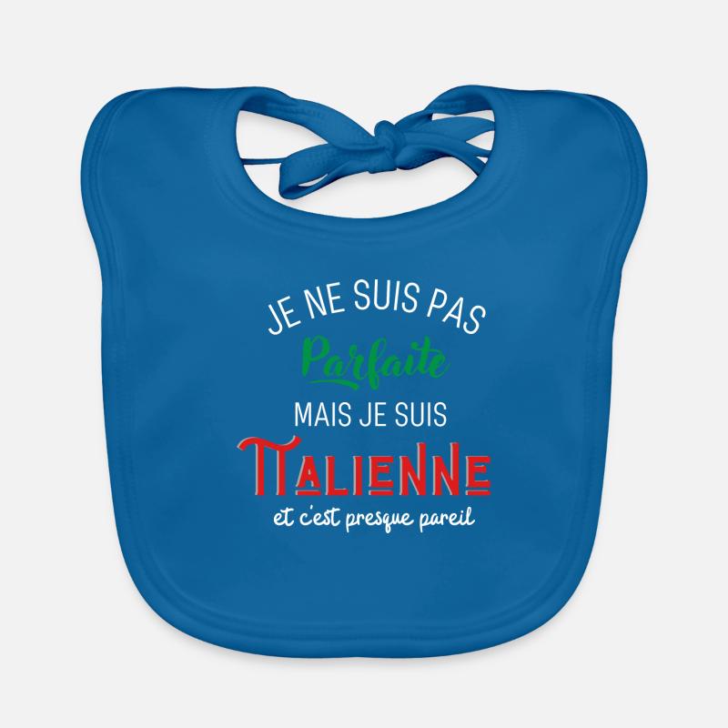 Pas parfaite mais italienne - Bavoir bio Bébé - bleu paon