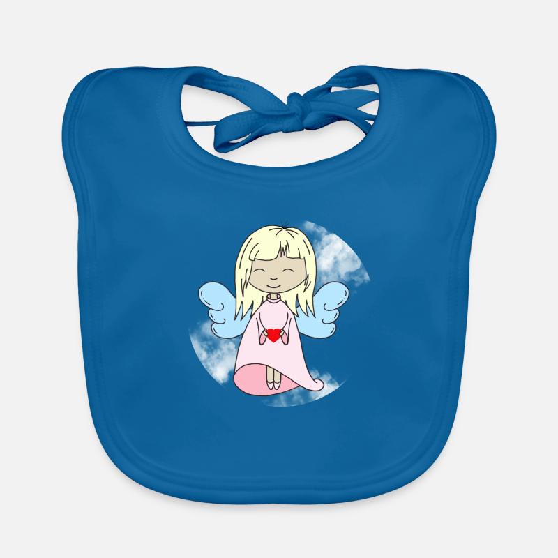 Ange avec cœur - Bavoir bio Bébé - bleu paon