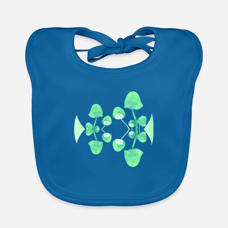 Champignon Peinture Fluo Verte Miroir - Bavoir bio Bébé - bleu paon