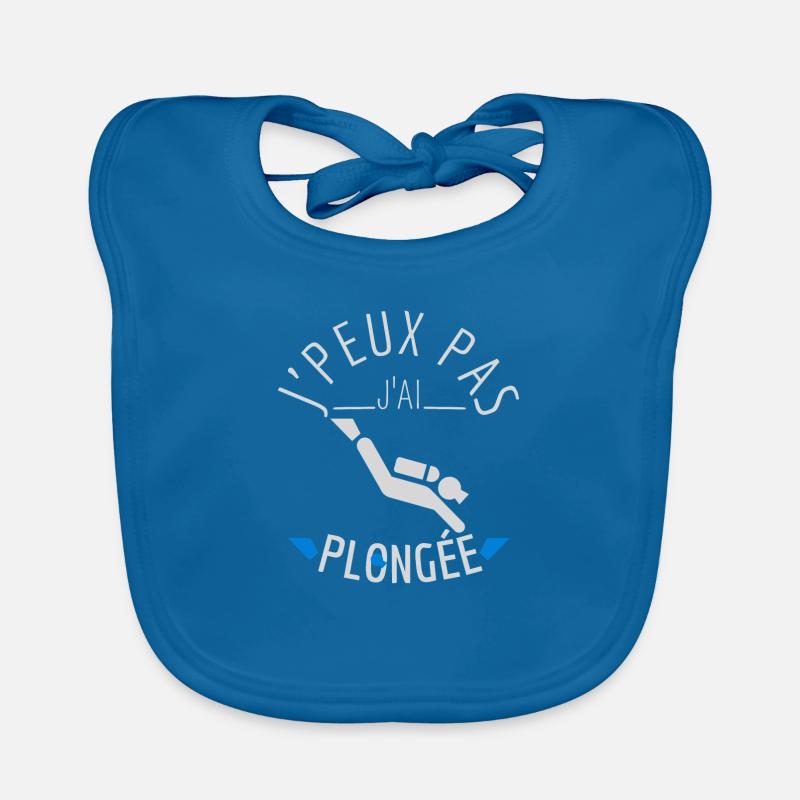 J peux pas J Ai Plongée - Bavoir bio Bébé - bleu paon