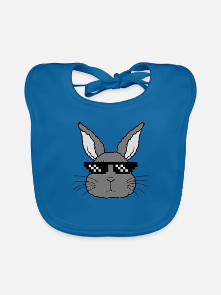 Hase deal with it - Organic Baby Bibs - peacock-blue - Front