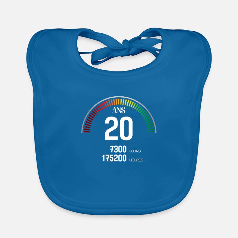 Anniversaire 20 ans Compteur - Bavoir bio Bébé - bleu paon