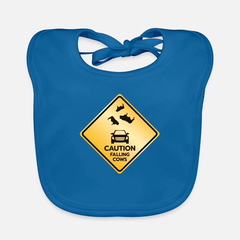 Caution Sign Falling Cows Organic Baby Bibs