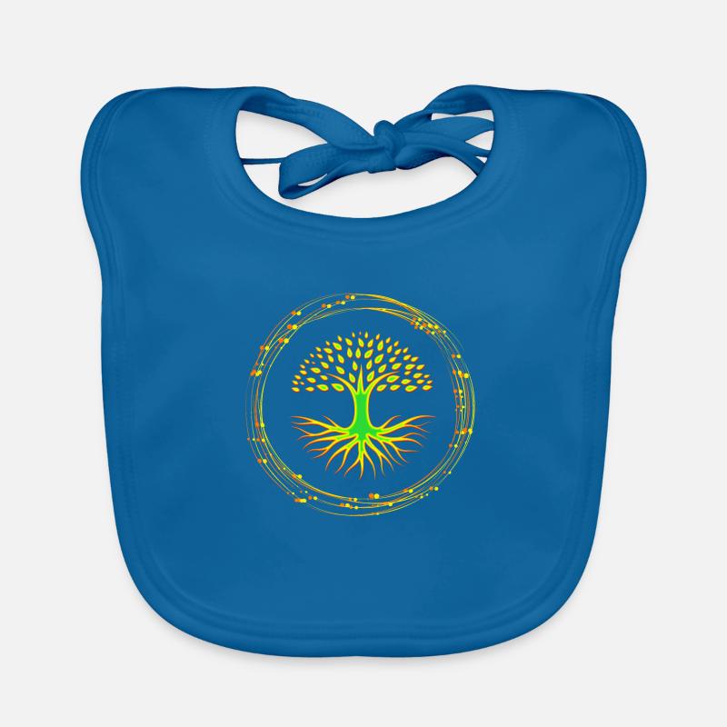 Arbre de vie - Bavoir bio Bébé - bleu paon