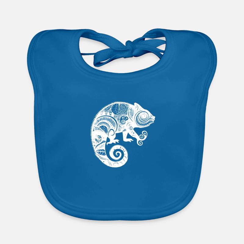 Chameleon with boho Aztec patterns Organic Baby Bibs