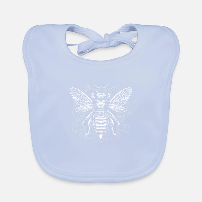 White bee with Aztec pattern Organic Baby Bibs