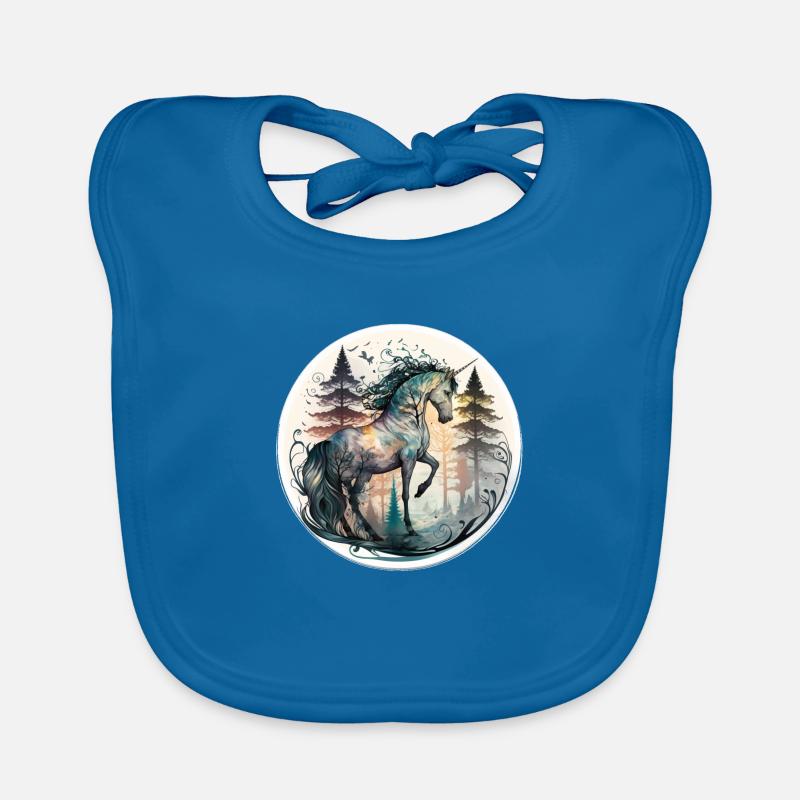 Getarntes Einhorn - Baby Bio-Lätzchen - Pfauenblau