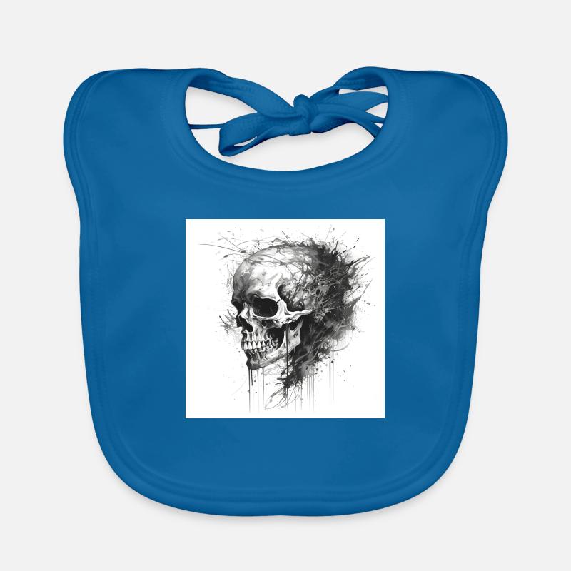 Crâne effrayant dans le style gothique et emo - Bavoir bio Bébé - bleu paon