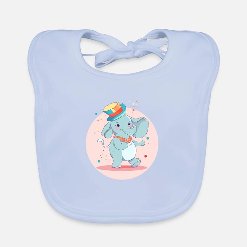 Dancing elephant with colorful hat on birthday Organic Baby Bibs