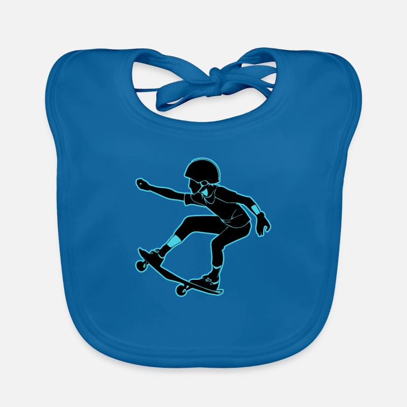 Skateboard Madchen Junge - Baby Bio-Lätzchen - Pfauenblau
