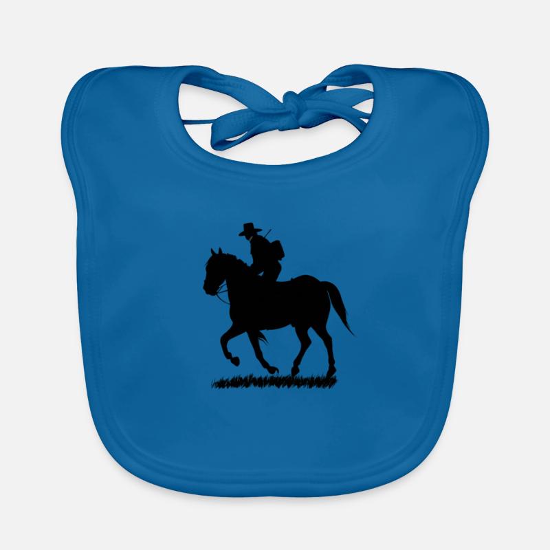 Équitation - Bavoir bio Bébé - bleu paon