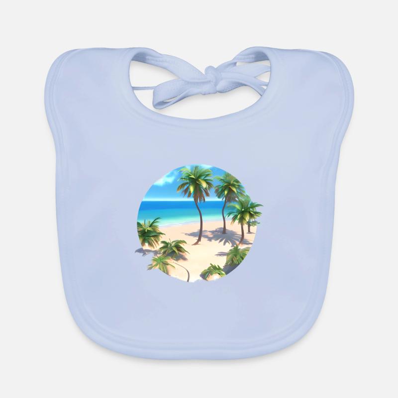Vacances d’été Palm Island Sun Palm Tree Beach Bavoir bio Bébé