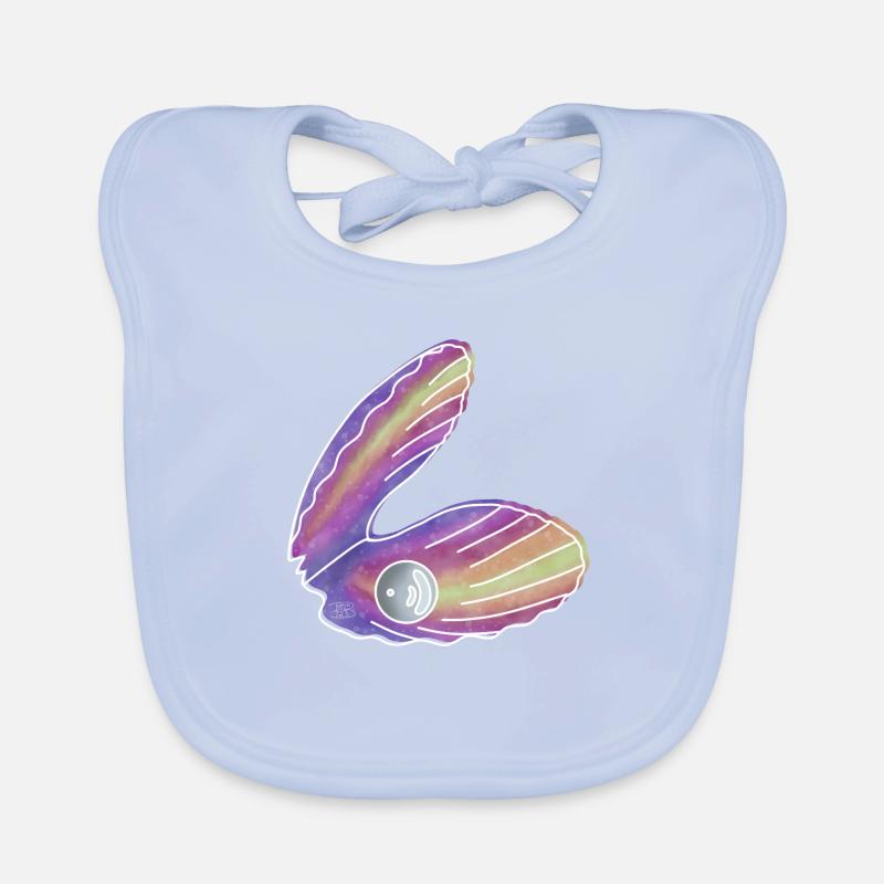 "Muschel mit Perle", Boho Line Art Design, Shells Baby Bio-Lätzchen