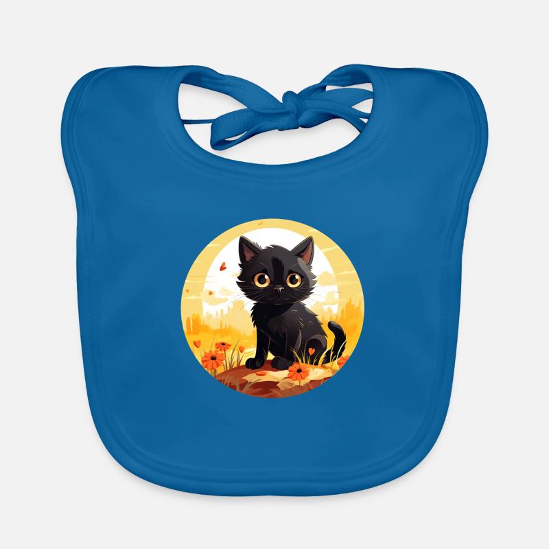 Mignon petit chat noir en vacances d’été Bavoir bio Bébé