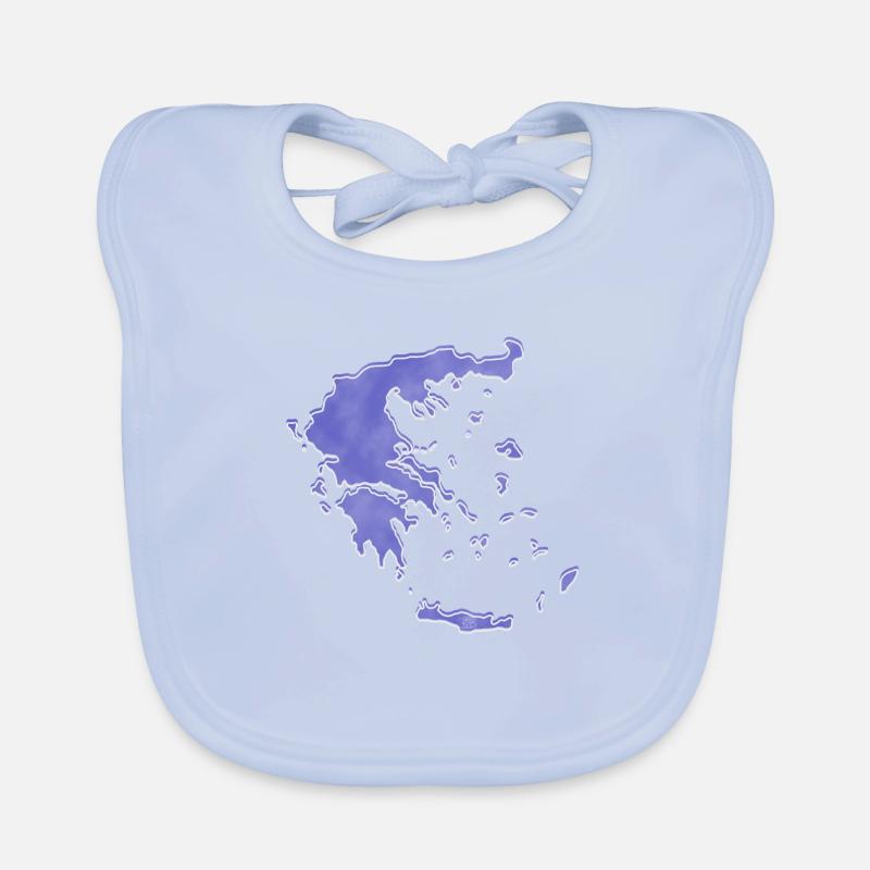 "Map", Boho Line Art Design, Series "Greece" Organic Baby Bibs