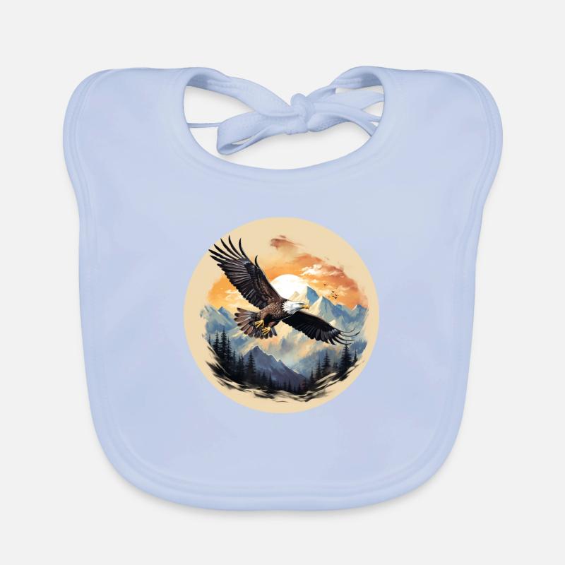 Eagle flight - eagle over mountain peaks Organic Baby Bibs
