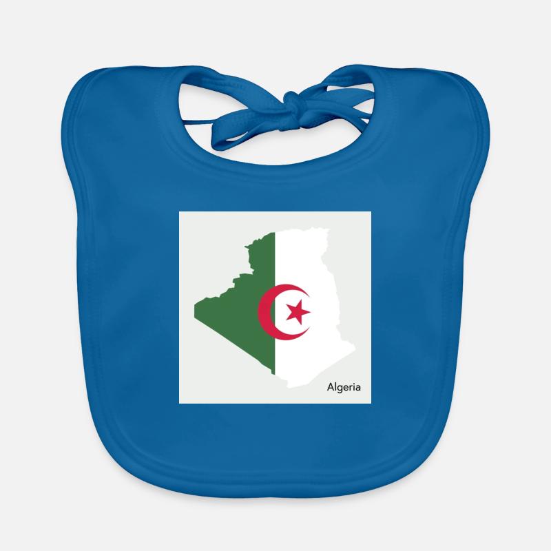 Algérie Drapeau, Carte - Bavoir bio Bébé - bleu paon