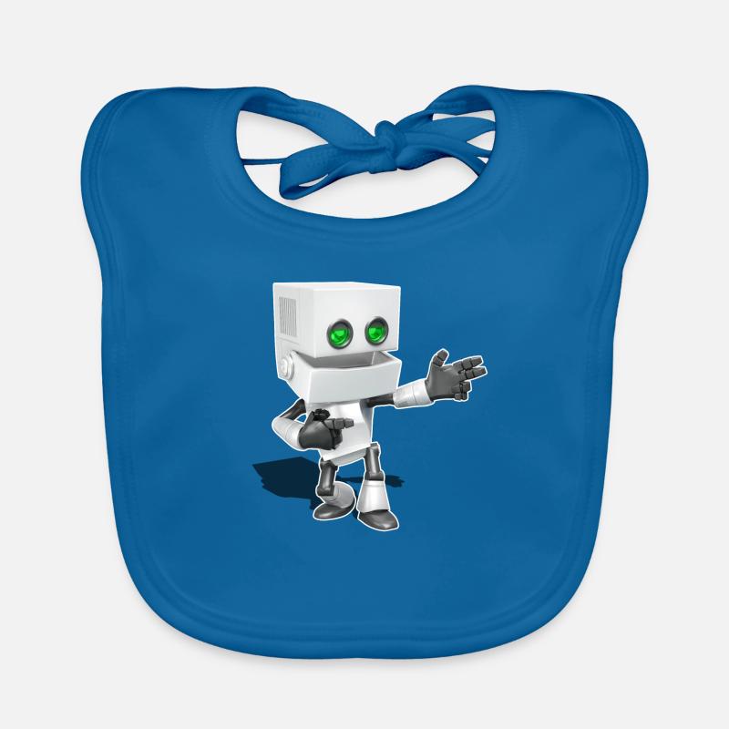 Chibi Robot - Bavoir bio Bébé - bleu paon