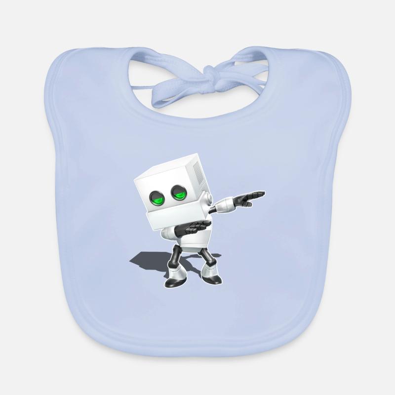 Dabbing Chibi Robot Organic Baby Bibs