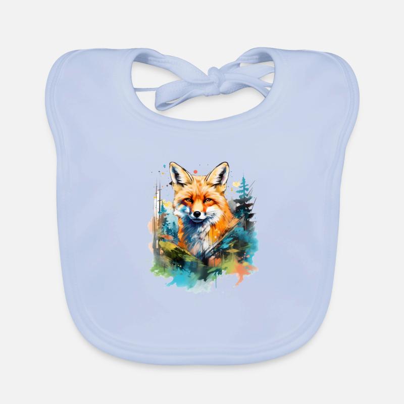 Rotfuchs, Aquarellfuchs Baby Bio-Lätzchen