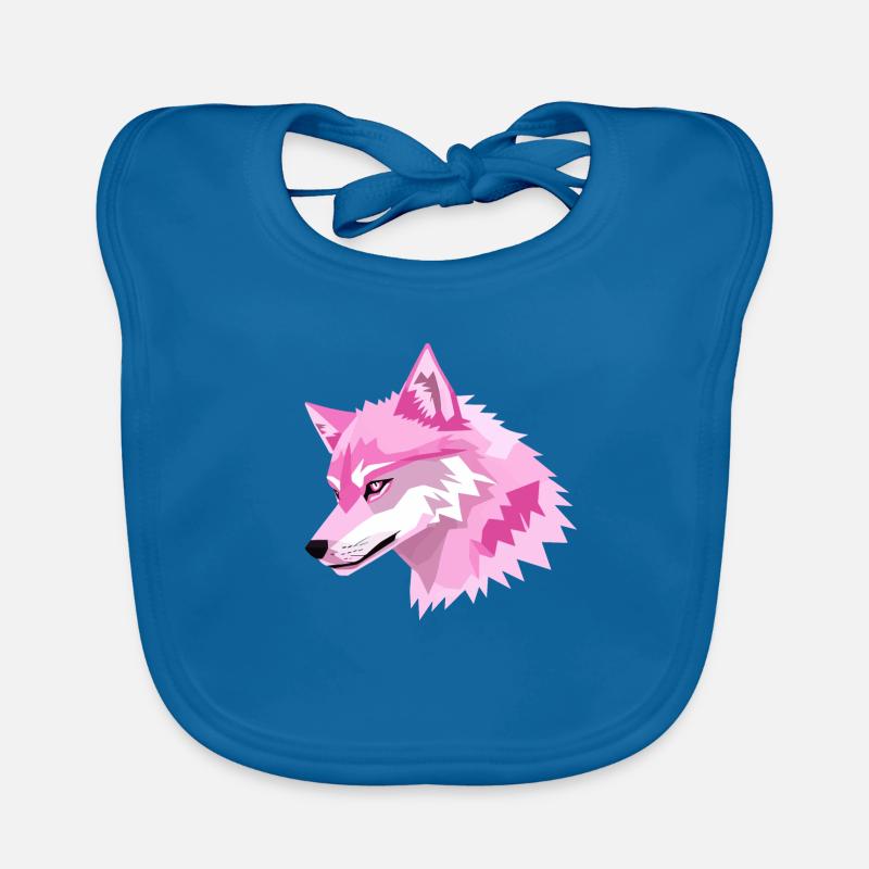 Pink Wolf Head Organic Baby Bibs