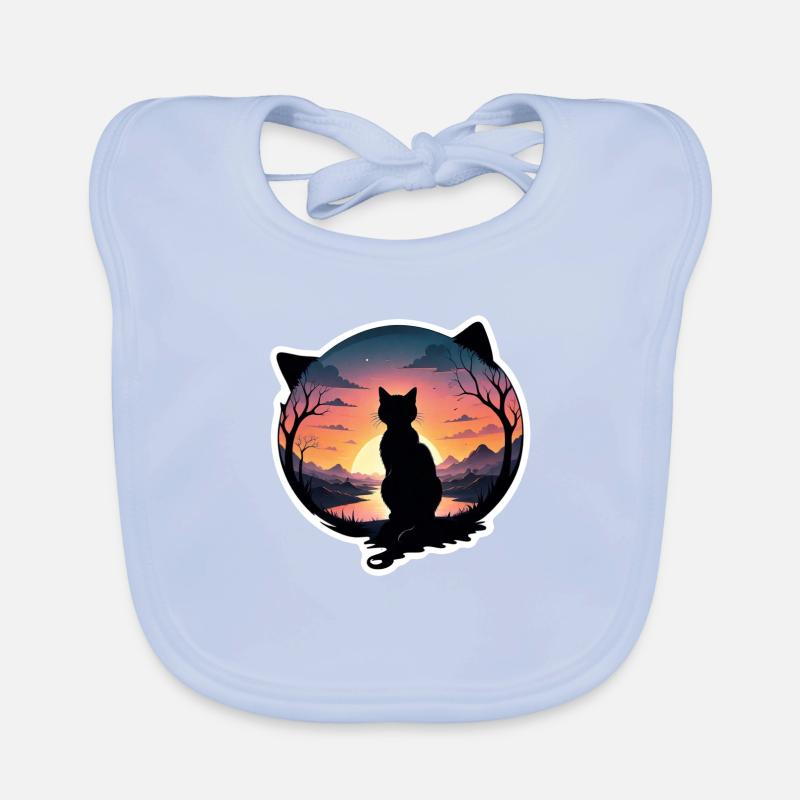 chat paysage et coucher de soleil Bavoir bio Bébé