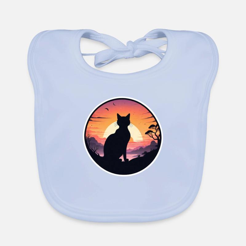 chat, paysage et coucher de soleil Bavoir bio Bébé