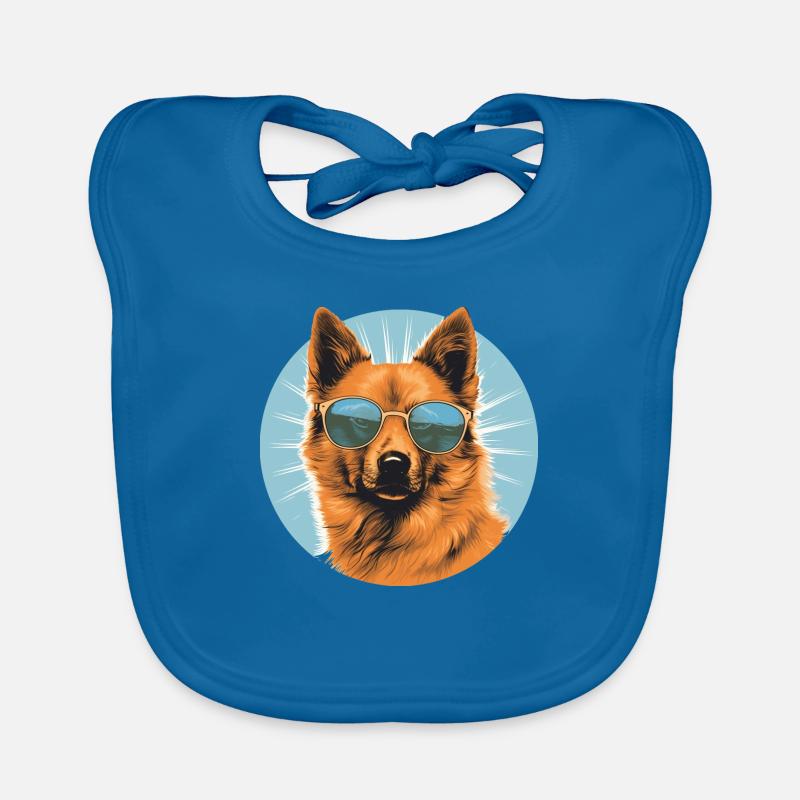 Spitz finlandais 2 - Bavoir bio Bébé - bleu paon