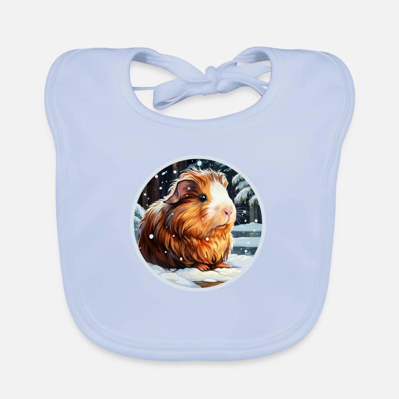 Guinea pig in winter night Organic Baby Bibs