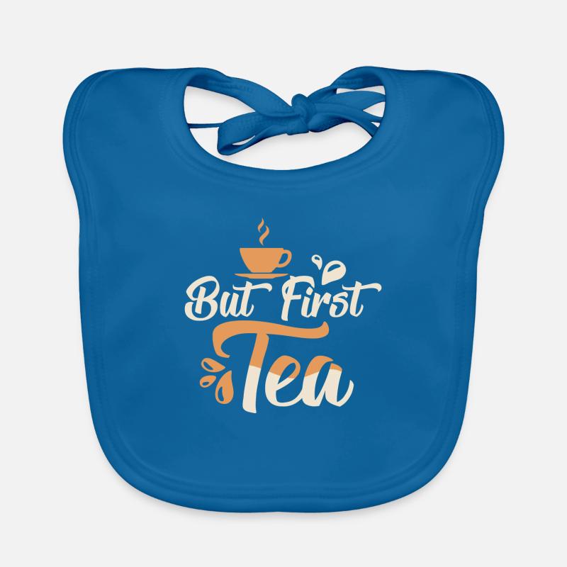 But First, Tea Tea Bag Mug Tea Drinker - Baby Bio-Lätzchen - Pfauenblau