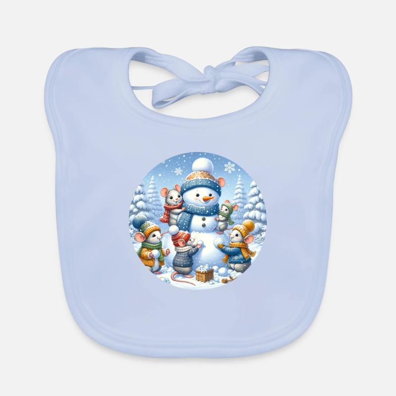 Mäuse bauen Schneemann Baby Bio-Lätzchen